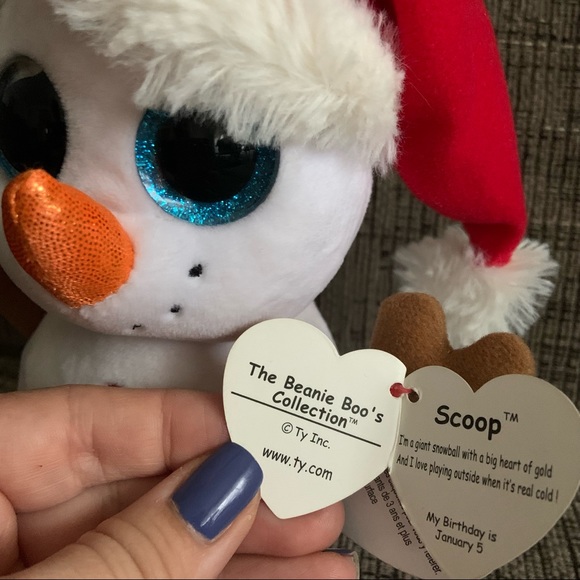 NEW WITH TAGS! Ty Beanie Boo Scoop Snowman 6" Plush Doll Winter Christmas - Picture 4 of 4